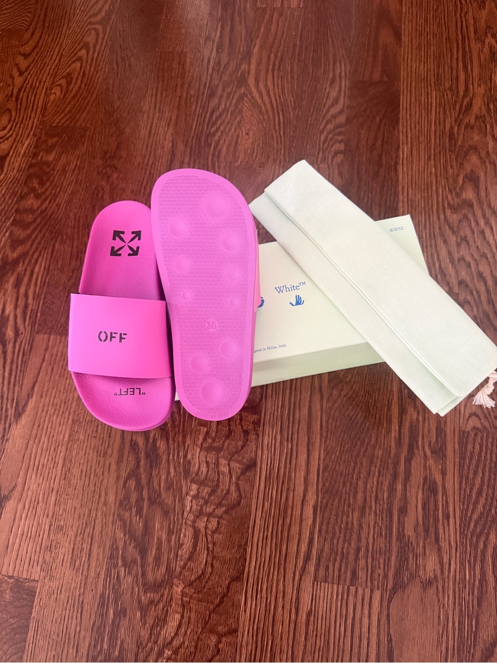 Off-White women’s Bright Pink Slide Sandals